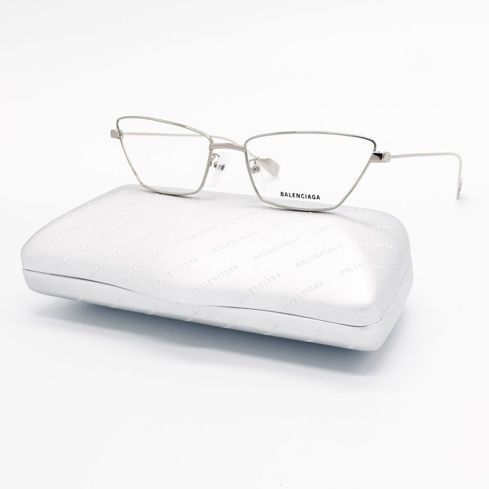 NEW BALENCIAGA EYEGLASSES BB0091O 002 CAT EYE SILVER WOMEN EYEWEAR BALENCIAGA - Picture 1 of 7